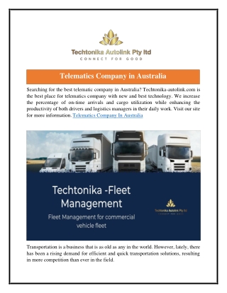 Telematics Company in Australia  Techtonika-autolink