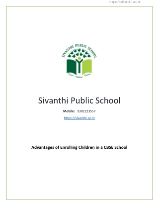 CBSE schools in kundrathur -  Sivanthi Public School