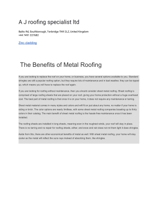 A J roofing specialist ltd