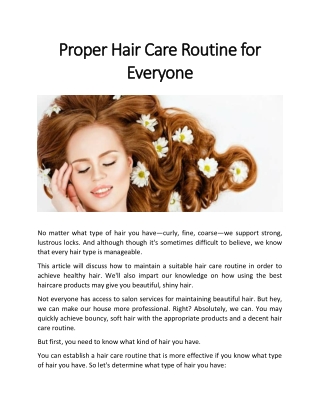 Proper Hair Care Routine for Everyone