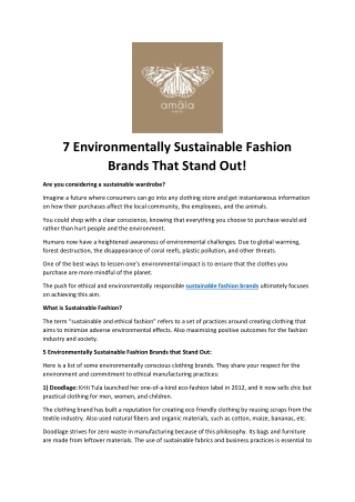 7 Environmentally Sustainable Fashion Brands That Stand Out