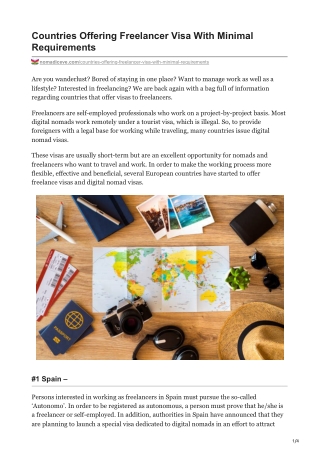 Countries Offering Freelancer Visa With Minimal Requirements