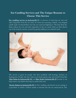 Ear Candling Services and The Unique Reasons to Choose This Service