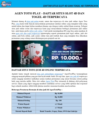 DAFTAR SITUS SLOT4D dan TOGEL4D TERPERCAYA - AGENTOTOPLAY