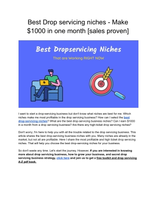 Best Drop Servicing Niches - Make $1000 In One Month