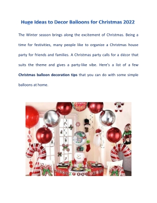 Unique Tips for Christmas Decoration with Balloon