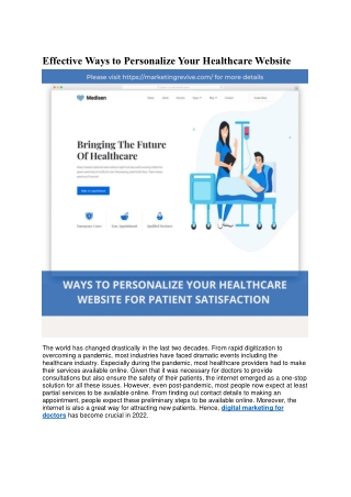 Effective Ways to Personalize Your Healthcare Website
