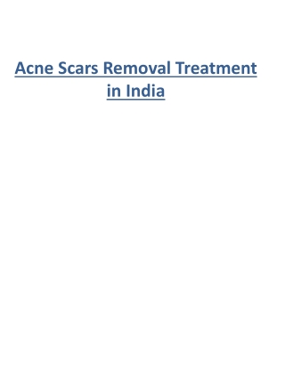 Acne Scars Removal Treatment in India