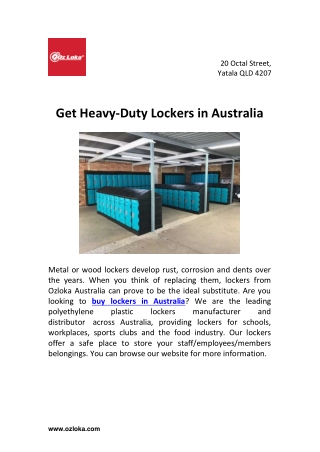 Get Heavy-Duty Lockers in Australia