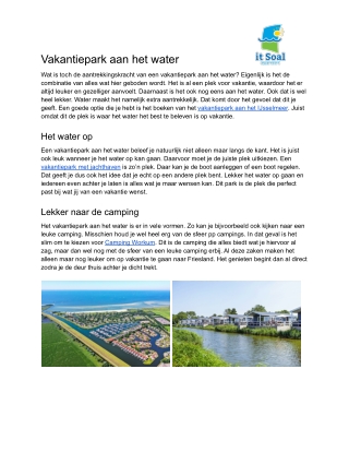 Vakantiepark aan het IJsselmeer