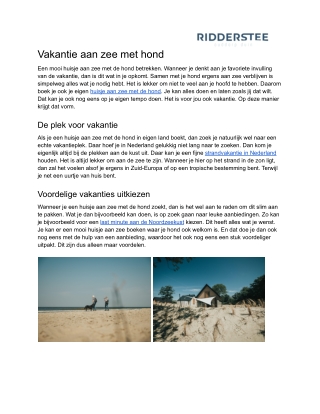 Vakantie aan zee met hond
