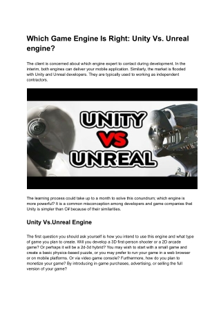 Which Game Engine Is Right_ Unity Vs Unreal engine