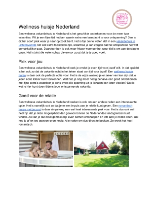 Wellness huisje Nederland