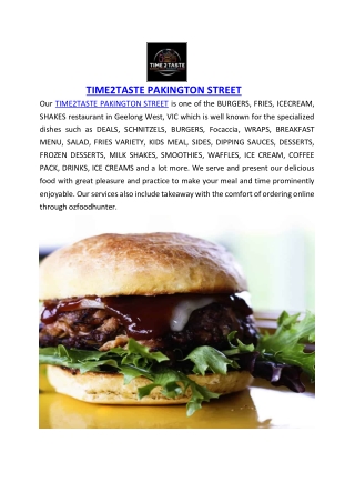 5% off - Time2Taste Pakington Street Menu Geelong West, VIC