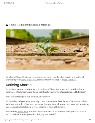 Understanding Shame Resilience