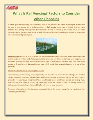 What Is Rail Fencing Factors to Consider When Choosing