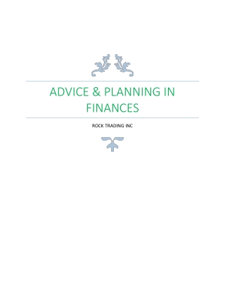 ADVICE & PLANNING IN FINANCES