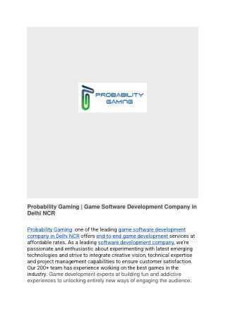 Probability Gaming | Game Software Development Company in Delhi NCR