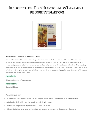 Interceptor for Dogs Heartwormers Treatment - DiscountPetMart.com