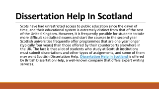 Dissertation Help In Scotland