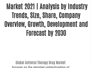 Antiviral Therapy Drug Market 2021 | Analysis by Industry Trends, Size, Share, Company Overview, Growth, Development and