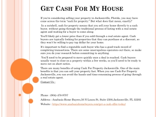 Get Cash For My House