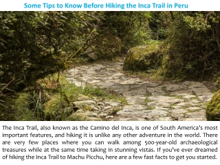 Some Tips to Know Before Hiking the Inca Trail in Peru