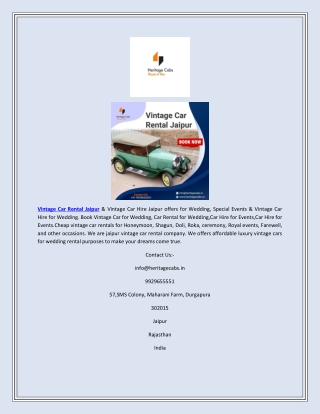 Vintage Car Rental Jaipur
