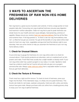 3 WAYS TO ASCERTAIN THE FRESHNESS OF RAW NON