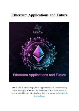Ethereum Applications and Future