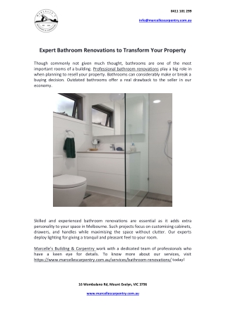 Expert Bathroom Renovations to Transform Your Property