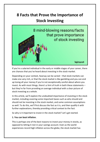 8 Facts that Prove the Importance of Stock Investing