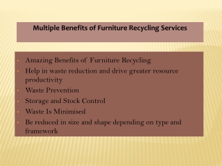 Multiple Benefits of Furniture Recycling Services