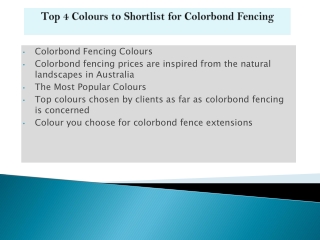 Top 4 Colours to Shortlist for Colorbond Fencing