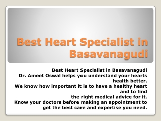 Best Heart Specialist in Basavanagudi