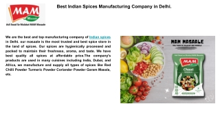 Best Indian Spices Manufacturing Company in Delhi