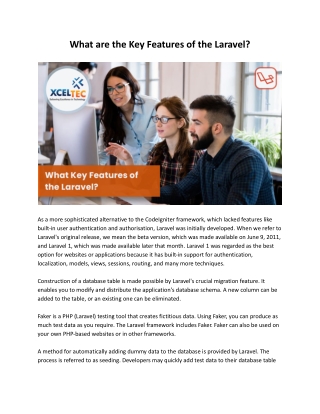 What are the Key Features of the Laravel