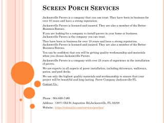 Screen Porch Services