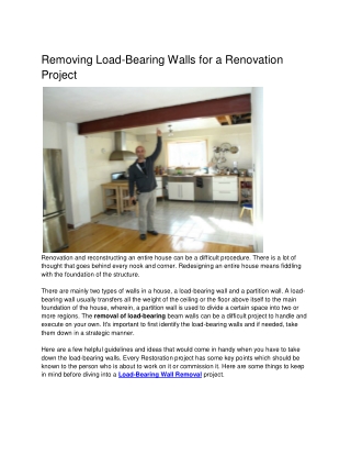 Removing Load-Bearing Walls for a Renovation Project