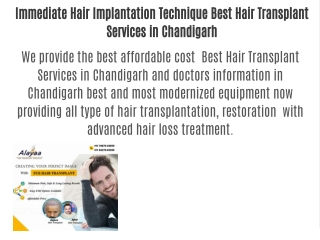 Immediate Hair Implantation Technique Best Hair Transplant Services in Chandigarh