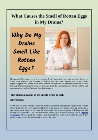 What Causes the Smell of Rotten Eggs in My Drains?