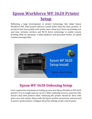 Epson Workforce WF 3620 Printer Setup