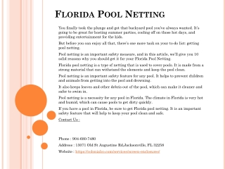Florida Pool Netting