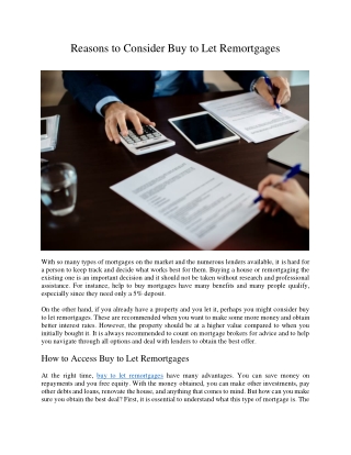 Reasons to Consider Buy to Let Remortgages