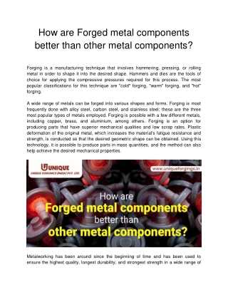 Unique Forgings - How are Forged metal components better than other metal components_