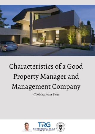 Characteristics of a Good Property Manager and Management Company