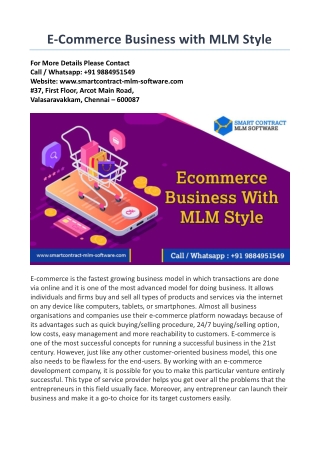 E-Commerce Business with MLM Style