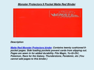 Monster Protectors 9 Pocket Matte Red Binder