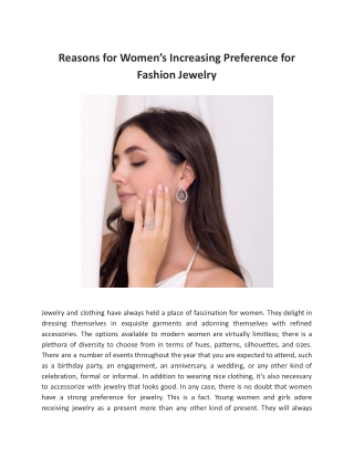 Reasons for Women’s Increasing Preference for Fashion Jewelry