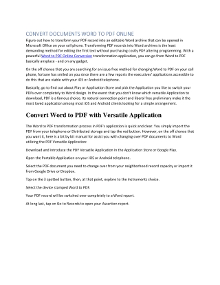CONVERT DOCUMENTS WORD TO PDF ONLINE